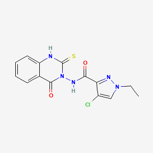 molecular formula C14H12ClN5O2S B4754446 4-chloro-1-ethyl-N-(2-mercapto-4-oxo-3(4H)-quinazolinyl)-1H-pyrazole-3-carboxamide 