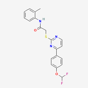 molecular formula C20H17F2N3O2S B4754498 2-({4-[4-(difluoromethoxy)phenyl]-2-pyrimidinyl}thio)-N-(2-methylphenyl)acetamide 