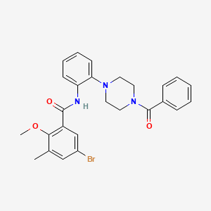 molecular formula C26H26BrN3O3 B4754503 N-[2-(4-benzoyl-1-piperazinyl)phenyl]-5-bromo-2-methoxy-3-methylbenzamide 