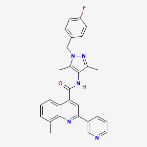 molecular formula C28H24FN5O B4754549 N-[1-(4-fluorobenzyl)-3,5-dimethyl-1H-pyrazol-4-yl]-8-methyl-2-(3-pyridinyl)-4-quinolinecarboxamide 