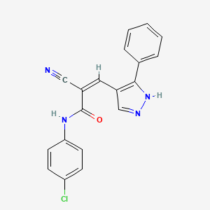 molecular formula C19H13ClN4O B4754569 N-(4-chlorophenyl)-2-cyano-3-(3-phenyl-1H-pyrazol-4-yl)acrylamide 