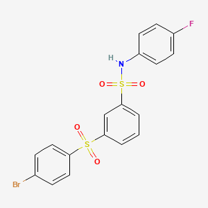 molecular formula C18H13BrFNO4S2 B4754571 3-[(4-bromophenyl)sulfonyl]-N-(4-fluorophenyl)benzenesulfonamide 