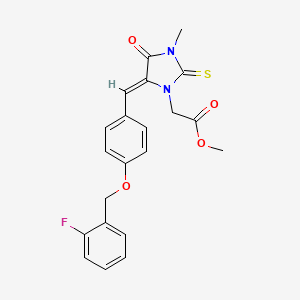 molecular formula C21H19FN2O4S B4754581 methyl (5-{4-[(2-fluorobenzyl)oxy]benzylidene}-3-methyl-4-oxo-2-thioxo-1-imidazolidinyl)acetate 