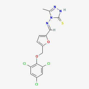 molecular formula C15H11Cl3N4O2S B4754600 5-methyl-4-[({5-[(2,4,6-trichlorophenoxy)methyl]-2-furyl}methylene)amino]-4H-1,2,4-triazole-3-thiol 