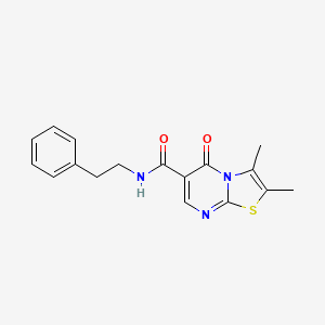 molecular formula C17H17N3O2S B4754633 2,3-dimethyl-5-oxo-N-(2-phenylethyl)-5H-[1,3]thiazolo[3,2-a]pyrimidine-6-carboxamide 