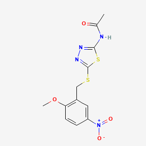 molecular formula C12H12N4O4S2 B4754638 N-{5-[(2-methoxy-5-nitrobenzyl)thio]-1,3,4-thiadiazol-2-yl}acetamide 