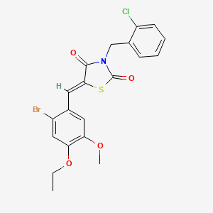 molecular formula C20H17BrClNO4S B4754644 5-(2-bromo-4-ethoxy-5-methoxybenzylidene)-3-(2-chlorobenzyl)-1,3-thiazolidine-2,4-dione 