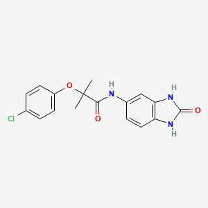 molecular formula C17H16ClN3O3 B4754667 2-(4-chlorophenoxy)-2-methyl-N-(2-oxo-2,3-dihydro-1H-benzimidazol-5-yl)propanamide 