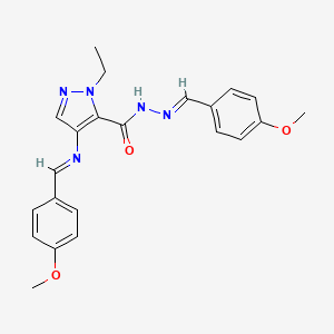 molecular formula C22H23N5O3 B4754688 1-ethyl-N'-(4-methoxybenzylidene)-4-[(4-methoxybenzylidene)amino]-1H-pyrazole-5-carbohydrazide 
