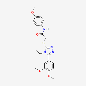 molecular formula C21H24N4O4S B4754692 2-{[5-(3,4-dimethoxyphenyl)-4-ethyl-4H-1,2,4-triazol-3-yl]thio}-N-(4-methoxyphenyl)acetamide 