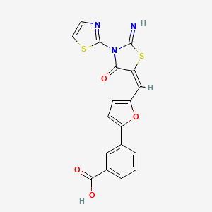 molecular formula C18H11N3O4S2 B4754699 3-(5-{[2-imino-4-oxo-3-(1,3-thiazol-2-yl)-1,3-thiazolidin-5-ylidene]methyl}-2-furyl)benzoic acid 