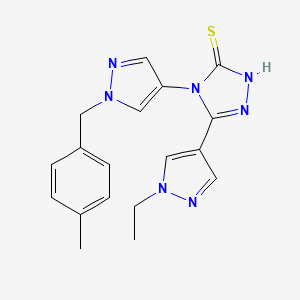 molecular formula C18H19N7S B4754714 5-(1-ethyl-1H-pyrazol-4-yl)-4-[1-(4-methylbenzyl)-1H-pyrazol-4-yl]-4H-1,2,4-triazole-3-thiol 