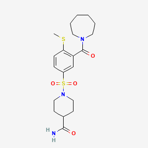 molecular formula C20H29N3O4S2 B4754753 1-{[3-(1-azepanylcarbonyl)-4-(methylthio)phenyl]sulfonyl}-4-piperidinecarboxamide 