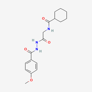 molecular formula C17H23N3O4 B4754781 N-{2-[2-(4-methoxybenzoyl)hydrazino]-2-oxoethyl}cyclohexanecarboxamide 