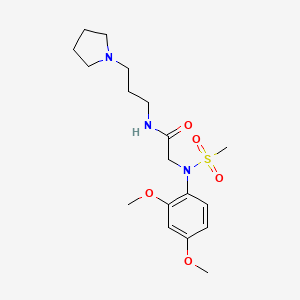 molecular formula C18H29N3O5S B4754788 N~2~-(2,4-dimethoxyphenyl)-N~2~-(methylsulfonyl)-N~1~-[3-(1-pyrrolidinyl)propyl]glycinamide 