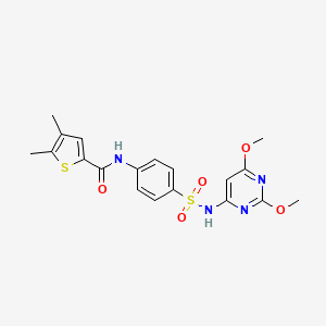 molecular formula C19H20N4O5S2 B4754814 N-(4-{[(2,6-dimethoxy-4-pyrimidinyl)amino]sulfonyl}phenyl)-4,5-dimethyl-2-thiophenecarboxamide 