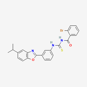 molecular formula C24H20BrN3O2S B4754816 2-bromo-N-({[3-(5-isopropyl-1,3-benzoxazol-2-yl)phenyl]amino}carbonothioyl)benzamide 