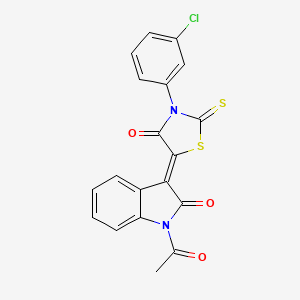 molecular formula C19H11ClN2O3S2 B4754835 1-acetyl-3-[3-(3-chlorophenyl)-4-oxo-2-thioxo-1,3-thiazolidin-5-ylidene]-1,3-dihydro-2H-indol-2-one 