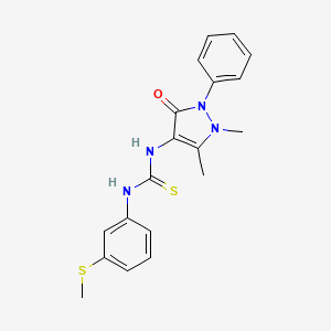 molecular formula C19H20N4OS2 B4754848 N-(1,5-dimethyl-3-oxo-2-phenyl-2,3-dihydro-1H-pyrazol-4-yl)-N'-[3-(methylthio)phenyl]thiourea 