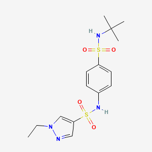 molecular formula C15H22N4O4S2 B4754890 N-{4-[(tert-butylamino)sulfonyl]phenyl}-1-ethyl-1H-pyrazole-4-sulfonamide 