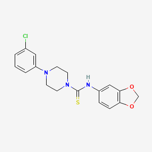molecular formula C18H18ClN3O2S B4754904 N-1,3-benzodioxol-5-yl-4-(3-chlorophenyl)-1-piperazinecarbothioamide 