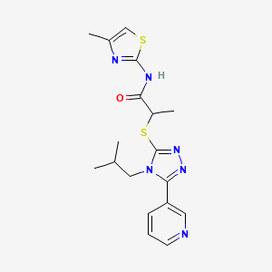 molecular formula C18H22N6OS2 B4754939 2-{[4-isobutyl-5-(3-pyridinyl)-4H-1,2,4-triazol-3-yl]thio}-N-(4-methyl-1,3-thiazol-2-yl)propanamide 