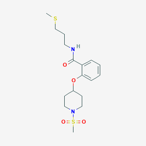 molecular formula C17H26N2O4S2 B4754955 2-{[1-(methylsulfonyl)-4-piperidinyl]oxy}-N-[3-(methylthio)propyl]benzamide 