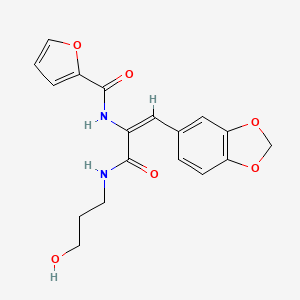 molecular formula C18H18N2O6 B4754962 N-(2-(1,3-benzodioxol-5-yl)-1-{[(3-hydroxypropyl)amino]carbonyl}vinyl)-2-furamide 