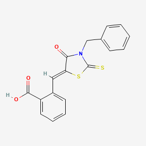 molecular formula C18H13NO3S2 B4754973 2-[(3-benzyl-4-oxo-2-thioxo-1,3-thiazolidin-5-ylidene)methyl]benzoic acid 