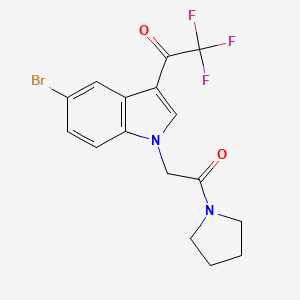 molecular formula C16H14BrF3N2O2 B4754992 1-{5-bromo-1-[2-oxo-2-(1-pyrrolidinyl)ethyl]-1H-indol-3-yl}-2,2,2-trifluoroethanone 