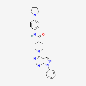 molecular formula C27H29N7O B4755000 1-(1-phenyl-1H-pyrazolo[3,4-d]pyrimidin-4-yl)-N-[4-(1-pyrrolidinyl)phenyl]-4-piperidinecarboxamide 
