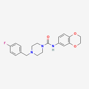 molecular formula C20H22FN3O3 B4755028 N-(2,3-dihydro-1,4-benzodioxin-6-yl)-4-(4-fluorobenzyl)-1-piperazinecarboxamide 