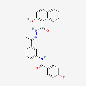 4-fluoro-N-{3-[N-(2-hydroxy-1-naphthoyl)ethanehydrazonoyl]phenyl}benzamide