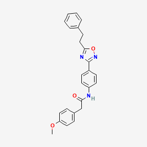 molecular formula C25H23N3O3 B4755035 2-(4-methoxyphenyl)-N-{4-[5-(2-phenylethyl)-1,2,4-oxadiazol-3-yl]phenyl}acetamide 