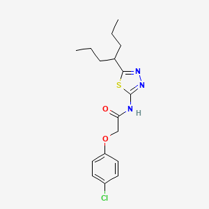molecular formula C17H22ClN3O2S B4755038 2-(4-chlorophenoxy)-N-[5-(1-propylbutyl)-1,3,4-thiadiazol-2-yl]acetamide 