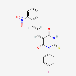 molecular formula C19H12FN3O4S B4755055 1-(4-fluorophenyl)-5-[3-(2-nitrophenyl)-2-propen-1-ylidene]-2-thioxodihydro-4,6(1H,5H)-pyrimidinedione 