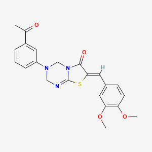 molecular formula C22H21N3O4S B4755071 3-(3-acetylphenyl)-7-(3,4-dimethoxybenzylidene)-3,4-dihydro-2H-[1,3]thiazolo[3,2-a][1,3,5]triazin-6(7H)-one 