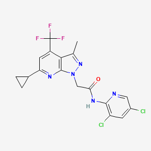molecular formula C18H14Cl2F3N5O B4755084 2-[6-cyclopropyl-3-methyl-4-(trifluoromethyl)-1H-pyrazolo[3,4-b]pyridin-1-yl]-N-(3,5-dichloro-2-pyridinyl)acetamide 