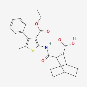 molecular formula C24H27NO5S B4755107 3-({[3-(ethoxycarbonyl)-5-methyl-4-phenyl-2-thienyl]amino}carbonyl)bicyclo[2.2.2]octane-2-carboxylic acid 