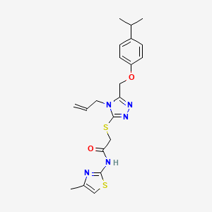 molecular formula C21H25N5O2S2 B4755113 2-({4-allyl-5-[(4-isopropylphenoxy)methyl]-4H-1,2,4-triazol-3-yl}thio)-N-(4-methyl-1,3-thiazol-2-yl)acetamide 