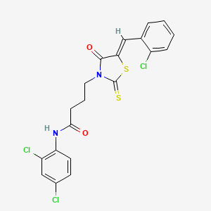 molecular formula C20H15Cl3N2O2S2 B4755125 4-[5-(2-chlorobenzylidene)-4-oxo-2-thioxo-1,3-thiazolidin-3-yl]-N-(2,4-dichlorophenyl)butanamide 