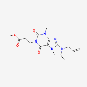 molecular formula C16H19N5O4 B4755129 methyl 3-(8-allyl-1,7-dimethyl-2,4-dioxo-1,2,4,8-tetrahydro-3H-imidazo[2,1-f]purin-3-yl)propanoate 