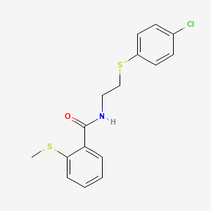 molecular formula C16H16ClNOS2 B4755240 N-{2-[(4-chlorophenyl)thio]ethyl}-2-(methylthio)benzamide 
