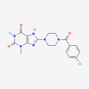 molecular formula C18H19ClN6O3 B4755253 8-[4-(4-chlorobenzoyl)-1-piperazinyl]-1,3-dimethyl-3,7-dihydro-1H-purine-2,6-dione 