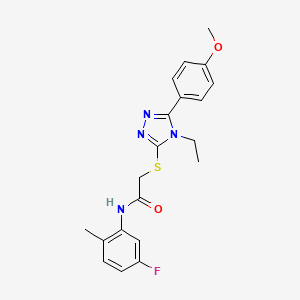 molecular formula C20H21FN4O2S B4755260 2-{[4-ethyl-5-(4-methoxyphenyl)-4H-1,2,4-triazol-3-yl]thio}-N-(5-fluoro-2-methylphenyl)acetamide 