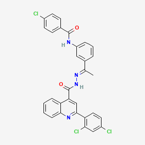 molecular formula C31H21Cl3N4O2 B4755270 4-chloro-N-[3-(N-{[2-(2,4-dichlorophenyl)-4-quinolinyl]carbonyl}ethanehydrazonoyl)phenyl]benzamide 