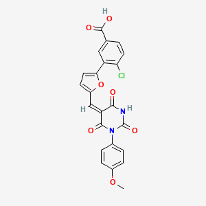 molecular formula C23H15ClN2O7 B4755300 4-chloro-3-(5-{[1-(4-methoxyphenyl)-2,4,6-trioxotetrahydro-5(2H)-pyrimidinylidene]methyl}-2-furyl)benzoic acid 