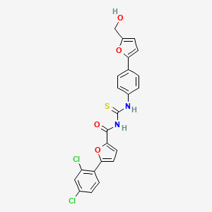 molecular formula C23H16Cl2N2O4S B4755326 5-(2,4-dichlorophenyl)-N-[({4-[5-(hydroxymethyl)-2-furyl]phenyl}amino)carbonothioyl]-2-furamide 