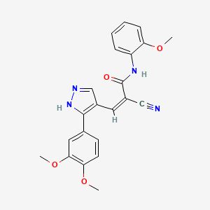 2-cyano-3-[3-(3,4-dimethoxyphenyl)-1H-pyrazol-4-yl]-N-(2-methoxyphenyl)acrylamide