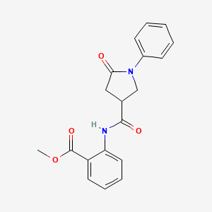 molecular formula C19H18N2O4 B4755340 methyl 2-{[(5-oxo-1-phenyl-3-pyrrolidinyl)carbonyl]amino}benzoate CAS No. 39630-04-1
